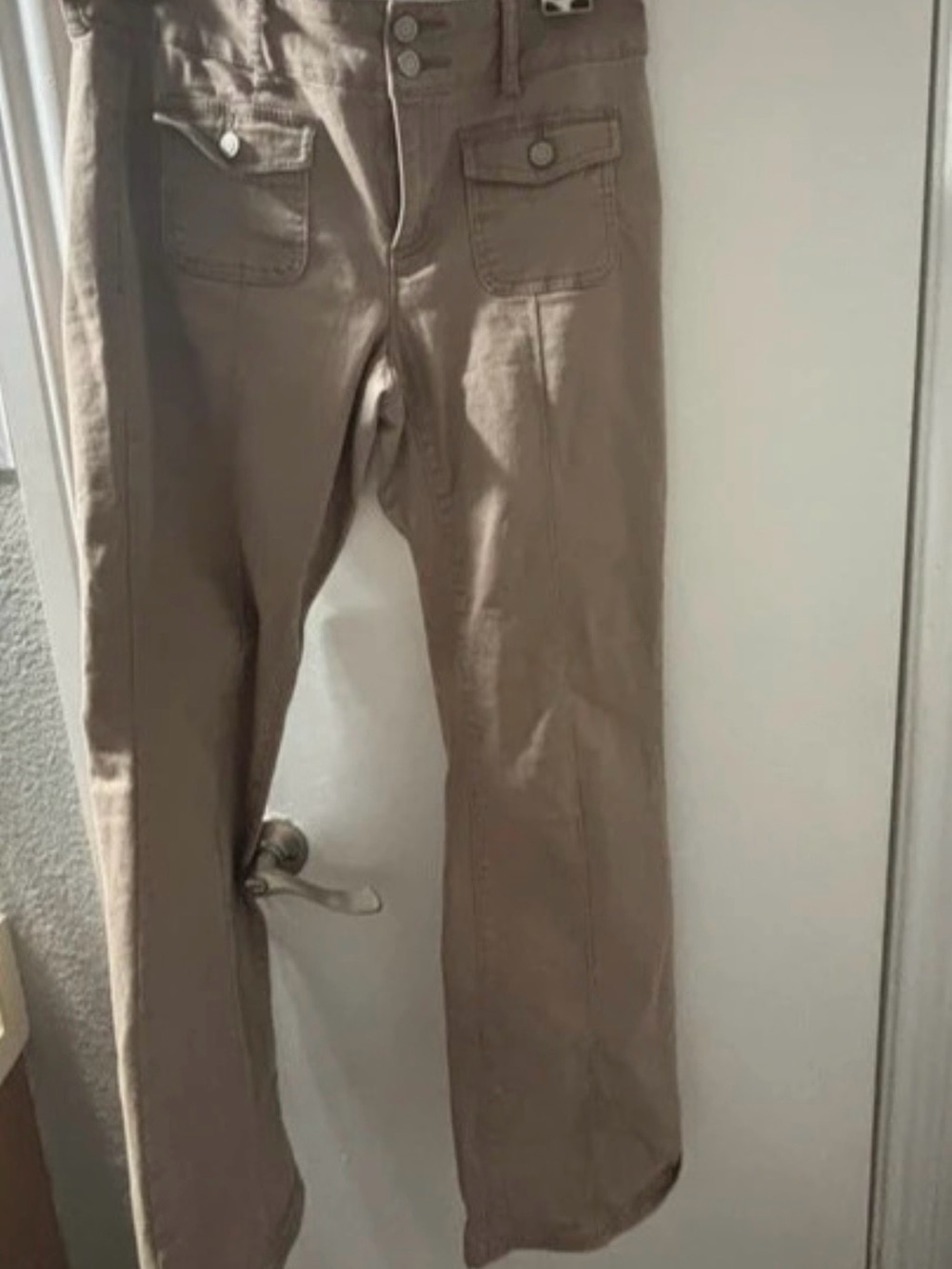 Taupe Cargo-Style Cotton Pants